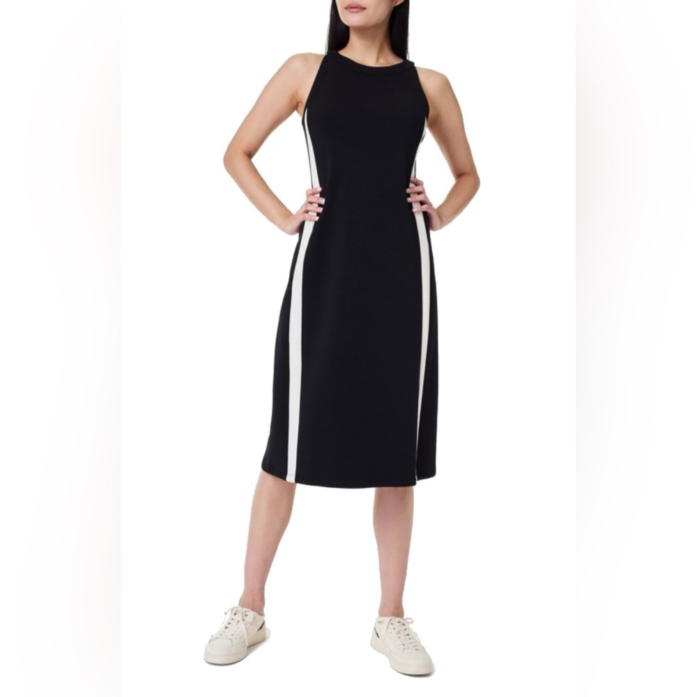 SPANX Black and White aire side stripe Dress